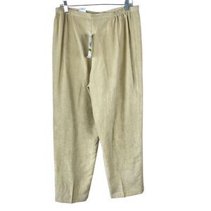 New Alfred Dunner Pants Womens 14 Tan Microsuede‎ Elastic Waist Straight Vtg Y2K